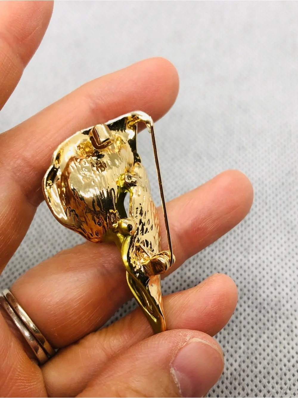 Calla Lily Pin Brooch in Gold and Silver with Yellow Accent